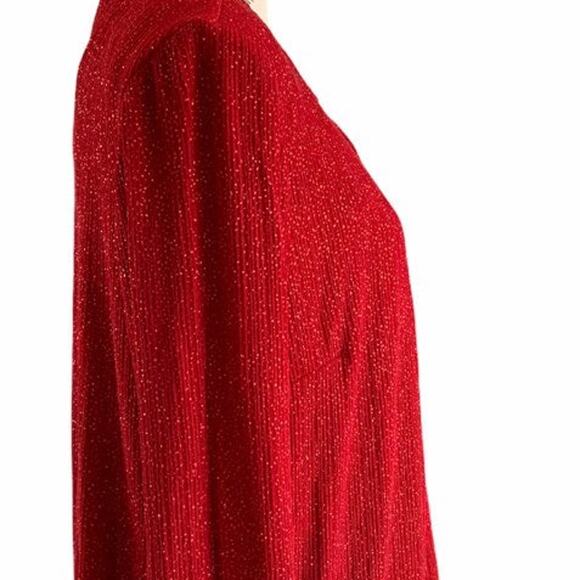 Coldwater Creek Women's M/L Two Piece Jacket & Tank Red Sequin Holiday Glitter - Picture 3 of 14